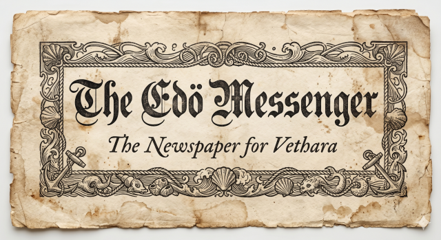 The masthead of the Edö Messenger, the in-world newspaper